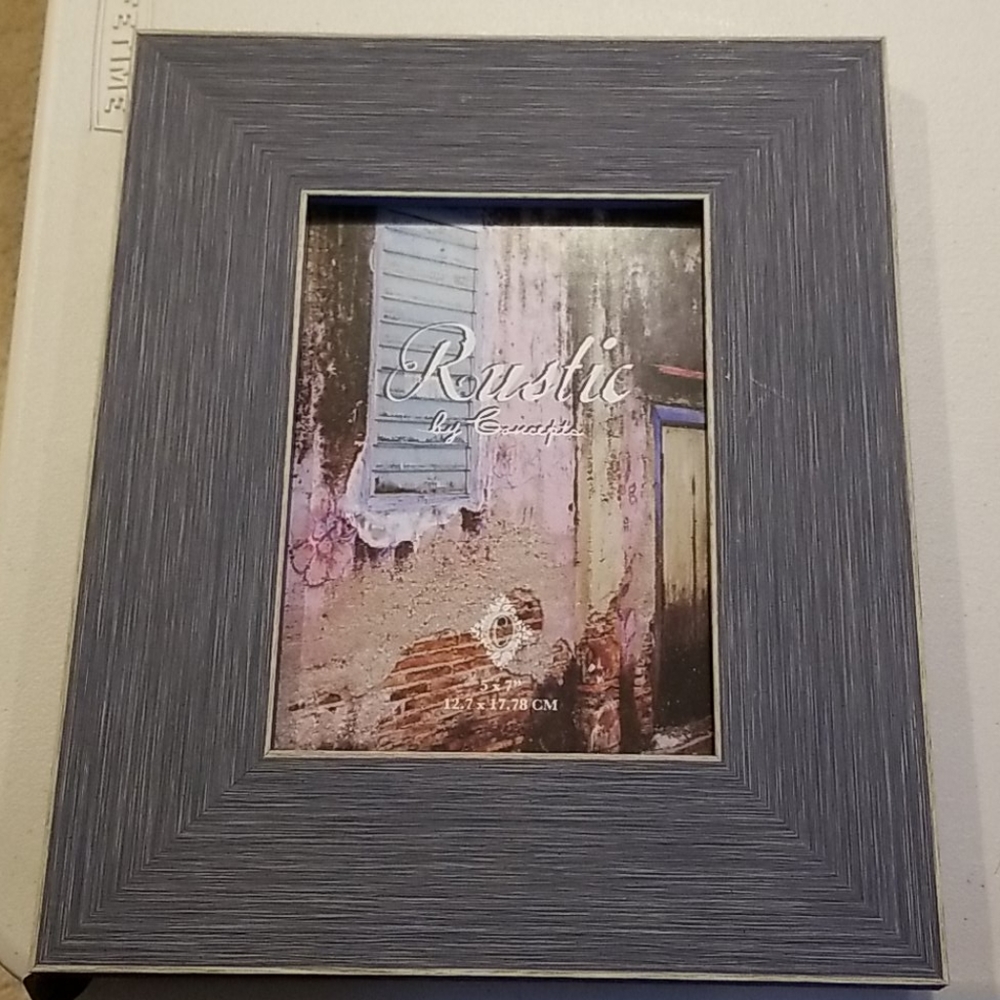 Rustic denim look picture frame.